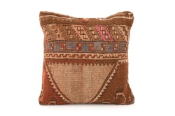 Light Brown, Beige Ethnic Anatolian Square Vintage Pillow 515-46