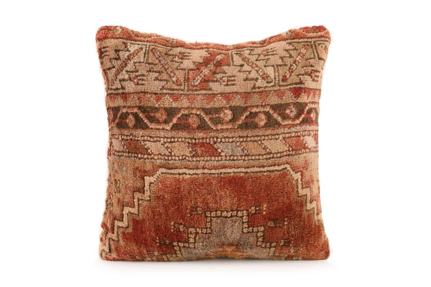 Beige, Terra-Cotta Ethnic Anatolian Square Vintage Pillow 515-50