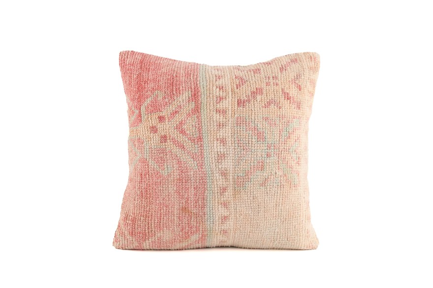 Cream, Pink Ethnic Anatolian Square Vintage Pillow 515-8