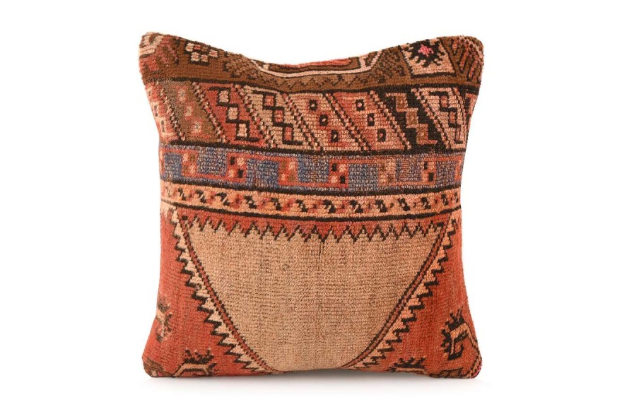 Terra-Cotta, Beige, Brown Ethnic Anatolian Square Vintage Pillow 521-2